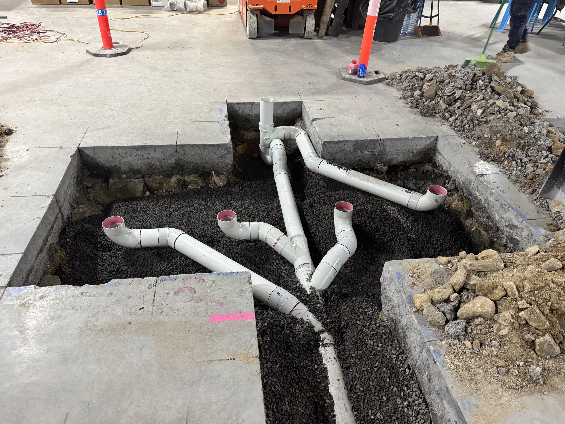 In-slab drainage rough-in
