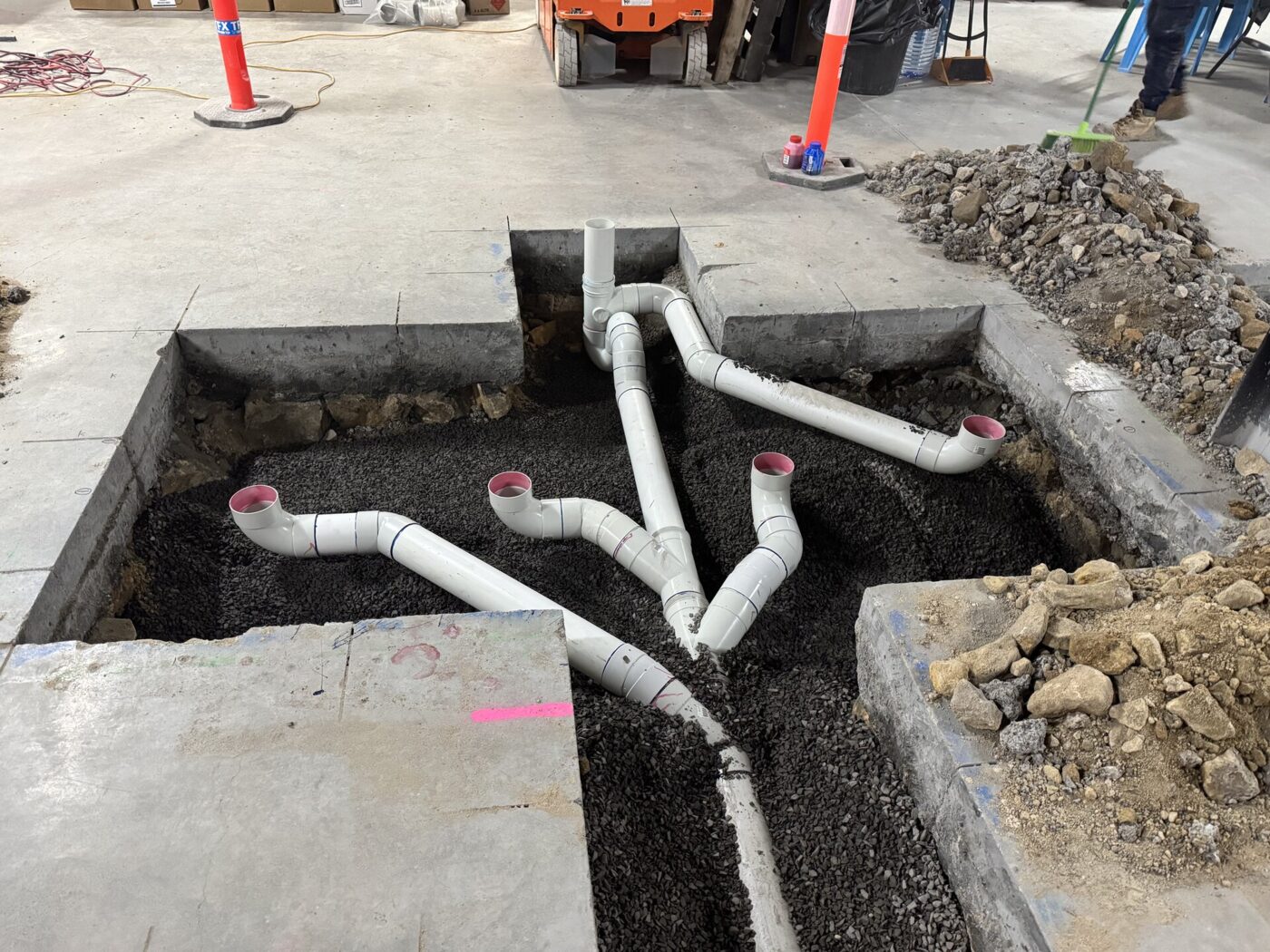 In-slab drainage rough-in